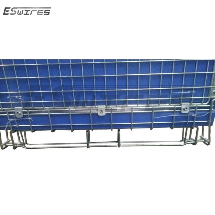 collapsible wire container with lid forklift guide